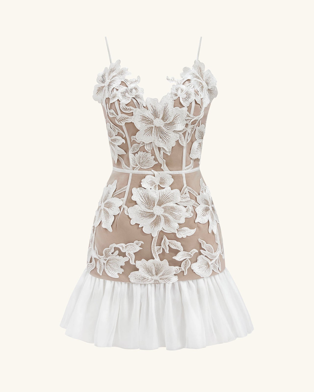 Floral Sling Mini Dress - White