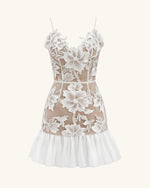 Floral Sling Mini Dress - White