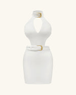 Gabriella Belted Cutout Halter Mini Dress - Ivory