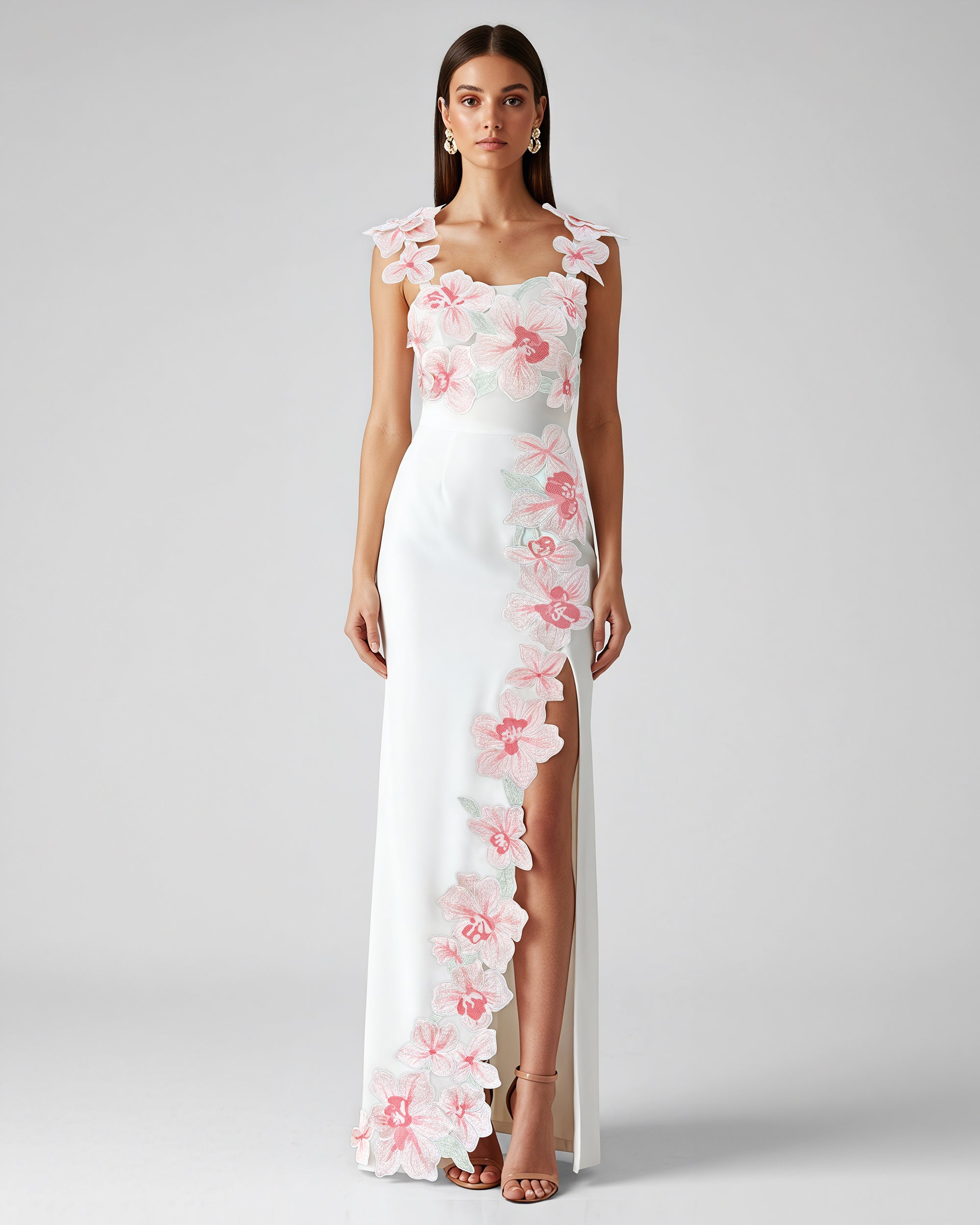 Flower Embroidered Dress - White/Pink 12 | UK Flower Embroidered Dress - White/Pink 12 | UK