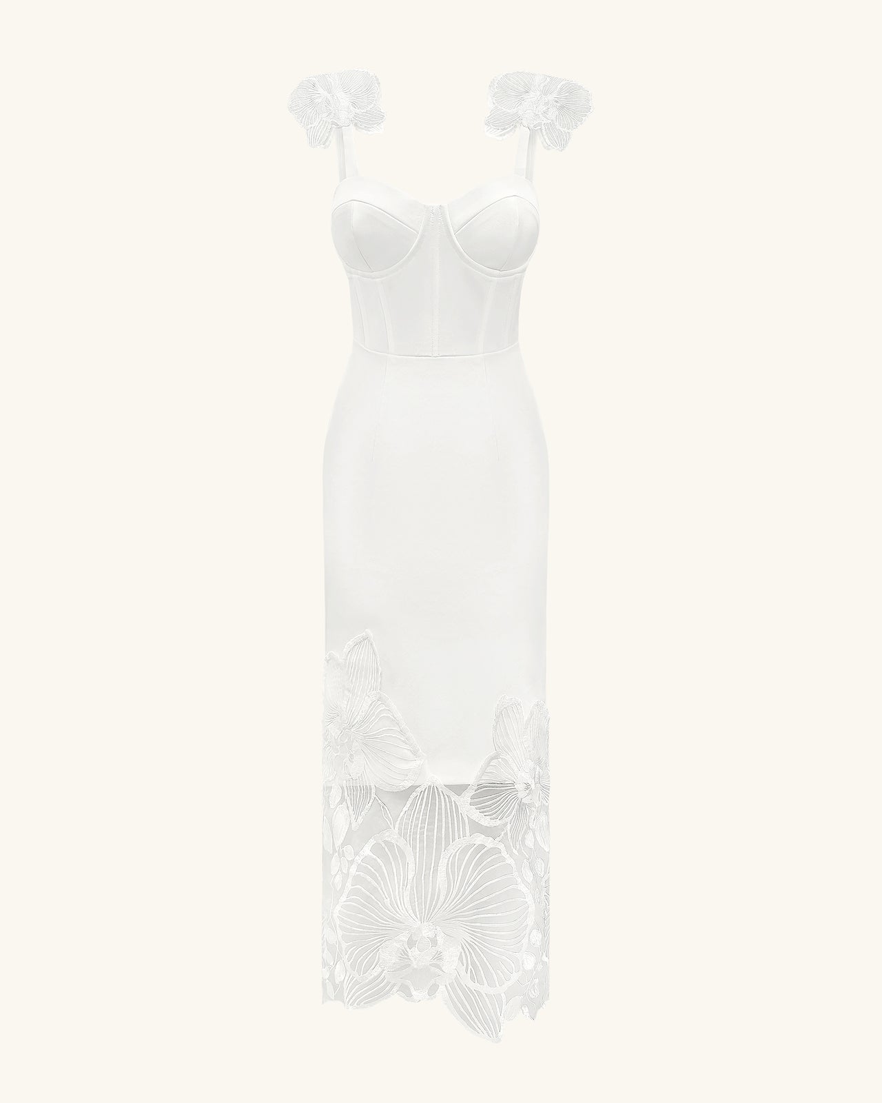 Orchid Embroidered Corset Dress - White