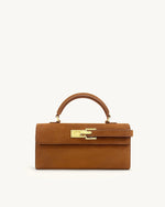 Keyla Faux Suede Top Handle Bag -  Brown