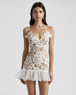 Floral Sling Mini Dress - White