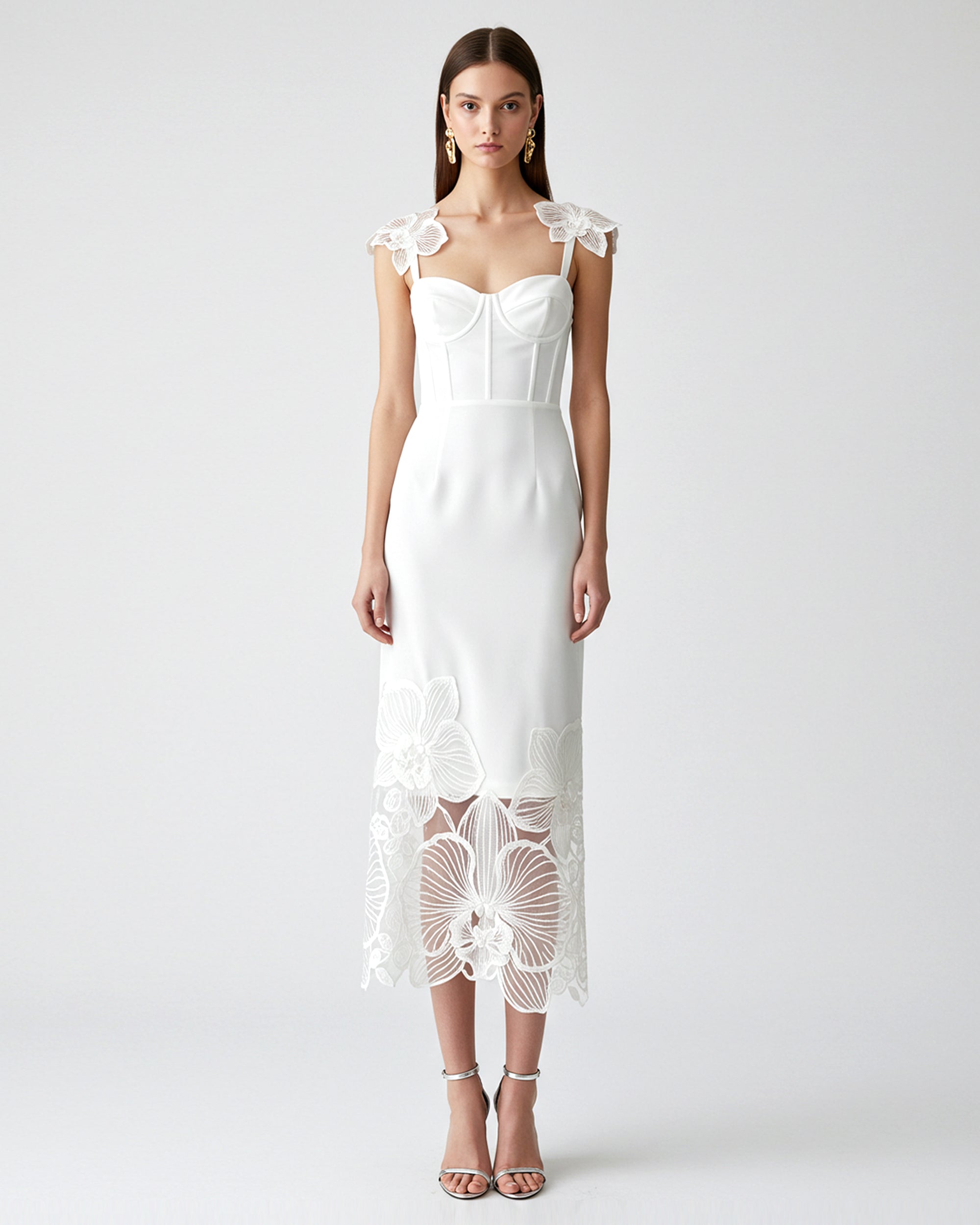 Orchid Embroidered Corset Dress - White 8 | UK Orchid Embroidered Corset Dress - White 8 | UK