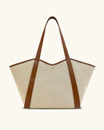 Kiana Large Capacity Tote Bag - Brown Canvas