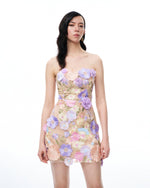 Amelie Floral Embroidered Mini Dress - Pastel Multi