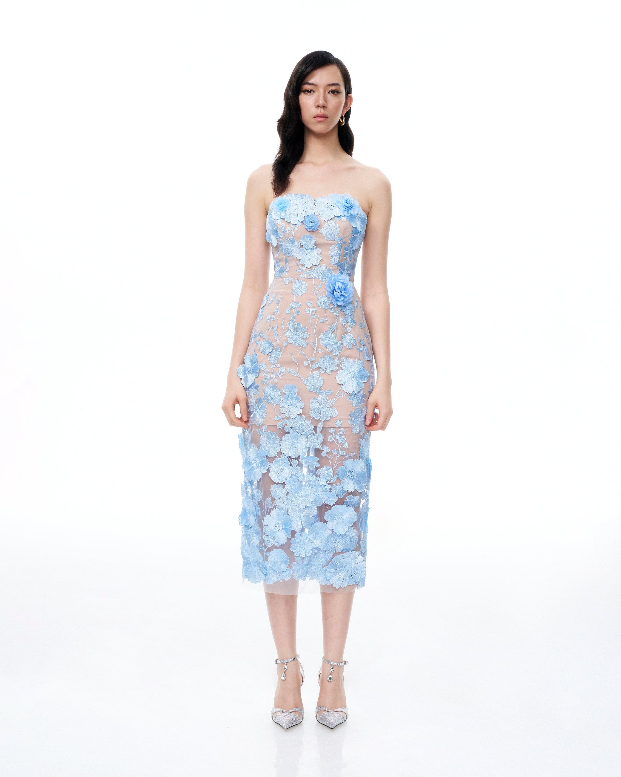 Evander 3D Floral Embroidered Maxi Dress - Blue 14 | UK Evander 3D Floral Embroidered Maxi Dress - Blue 14 | UK
