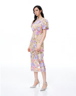 Alaric Round Neck 3D Floral Embroidered Maxi Dress - Pastel Multi
