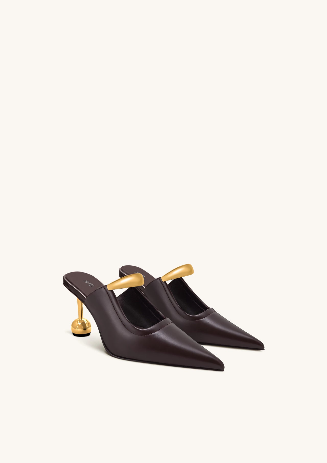 Sofia Metal Accent Sphere Heel Mules - Deep Burgundy