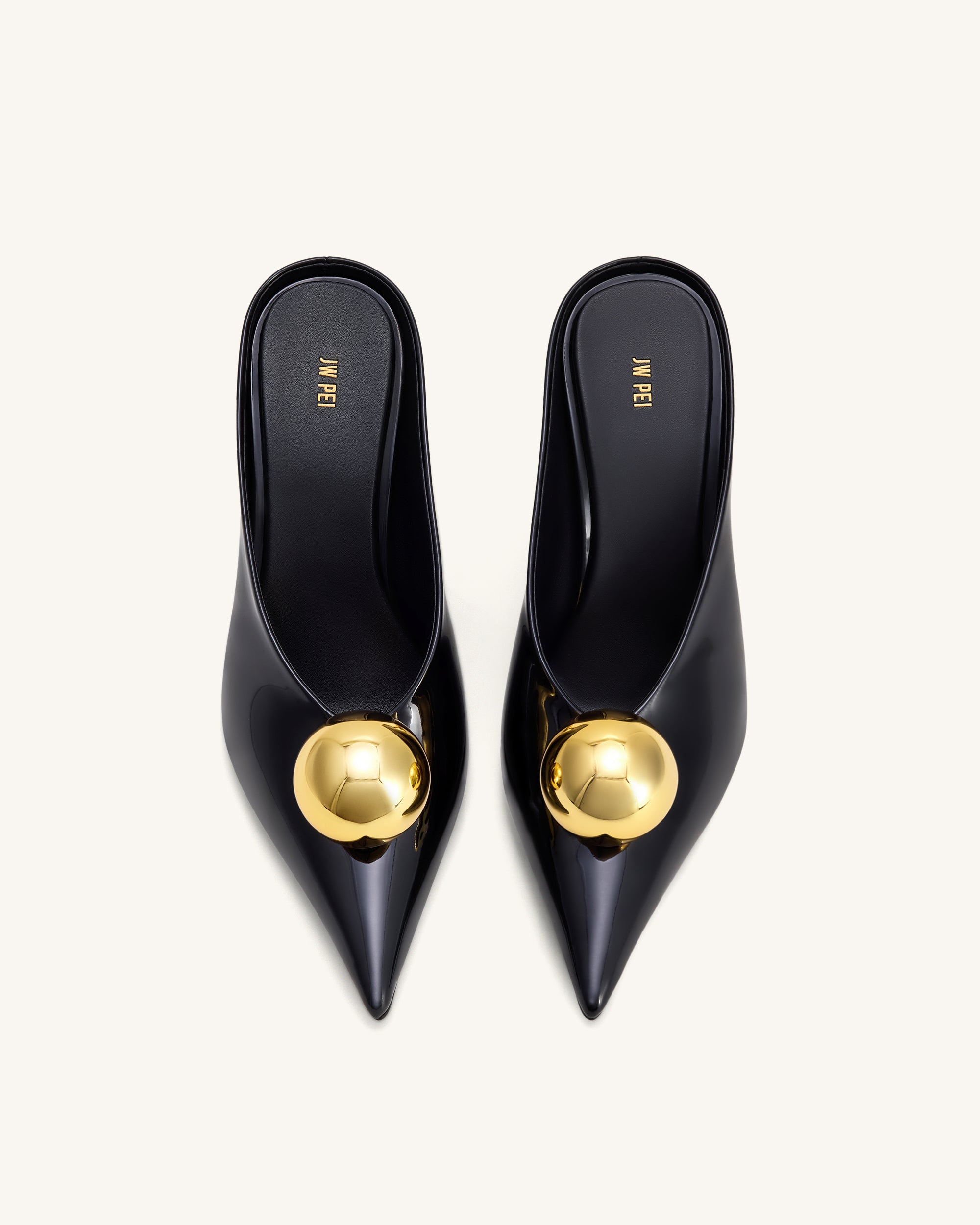 Sofia Angled Vamp Heel Mules - Black & Gold – JW PEI UK
