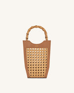 FEI Faux Bamboo Woven Phone Bag - Brown