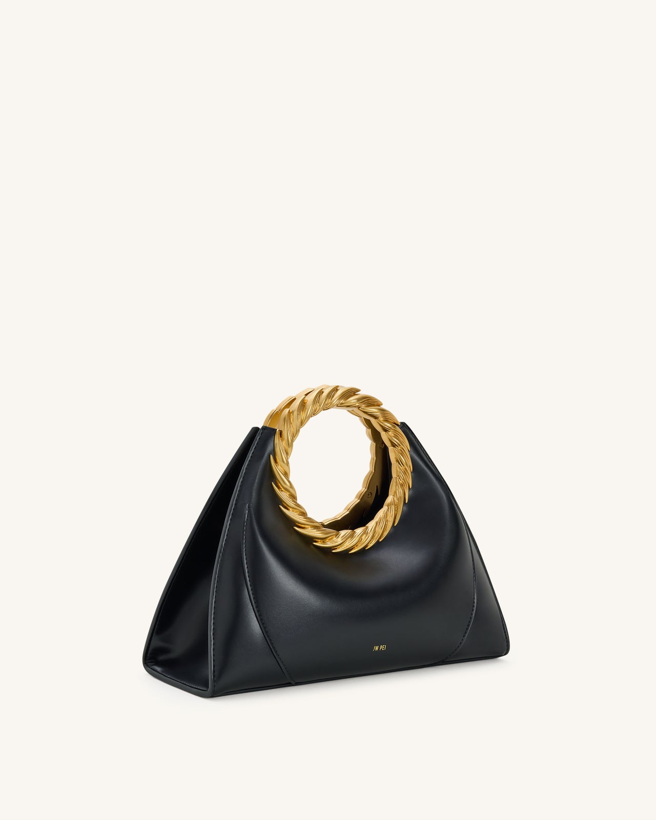 Amiya Leaf Handle Sculpture Bag - Black