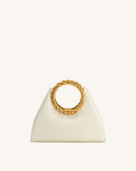 Amiya Leaf Handle Sculpture Bag - White