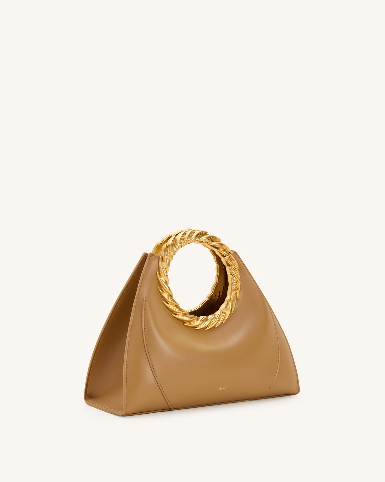 Amiya Leaf Handle Sculpture Bag - Brown