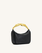Jenny Woven Human-shaped Handle Handbag - Black