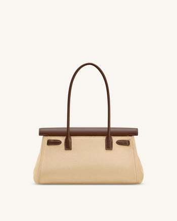 Yara Faux Suede Shoulder Bag - Dark Brown