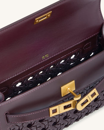 Noor Top Handle Bag - Dark Red