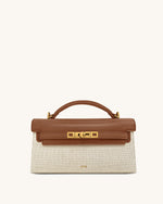 Noor Top Handle Bag - Brown Canvas
