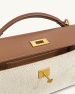 Noor Top Handle Bag - Brown Canvas