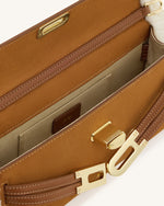 Bria Faux Suede Structured Top Handle Bag - Yellow Brown