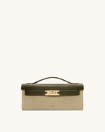Bria Faux Suede Structured Top Handle Bag - Dark Olive