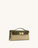 Bria Faux Suede Structured Top Handle Bag - Dark Olive