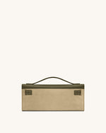 Bria Faux Suede Structured Top Handle Bag - Dark Olive