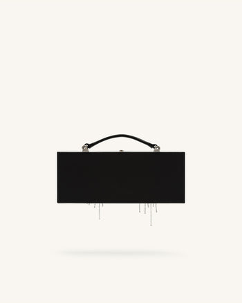 Vera Bead Decoration Rectangular Clutch Bag - Black