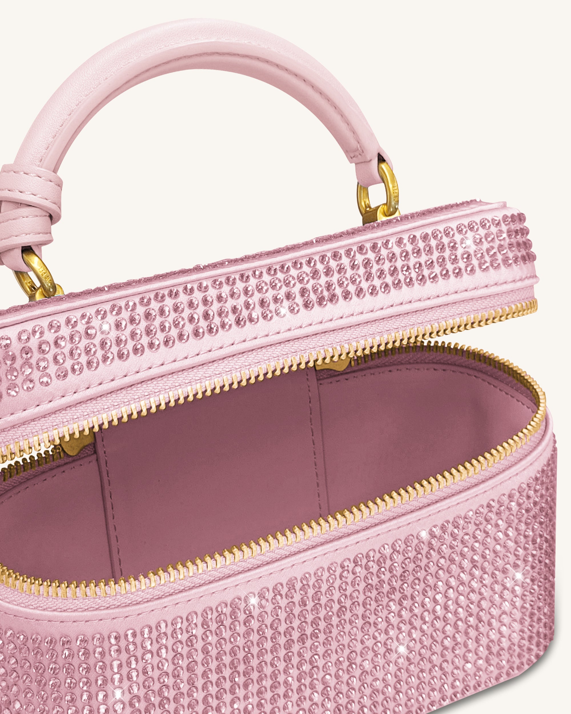 Cleo Artificial Crystal Box Shape Top Handle Bag - Pink - JW PEI UK