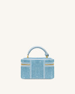 Cleo Artificial Crystal Box Shape Top Handle Bag - Blue