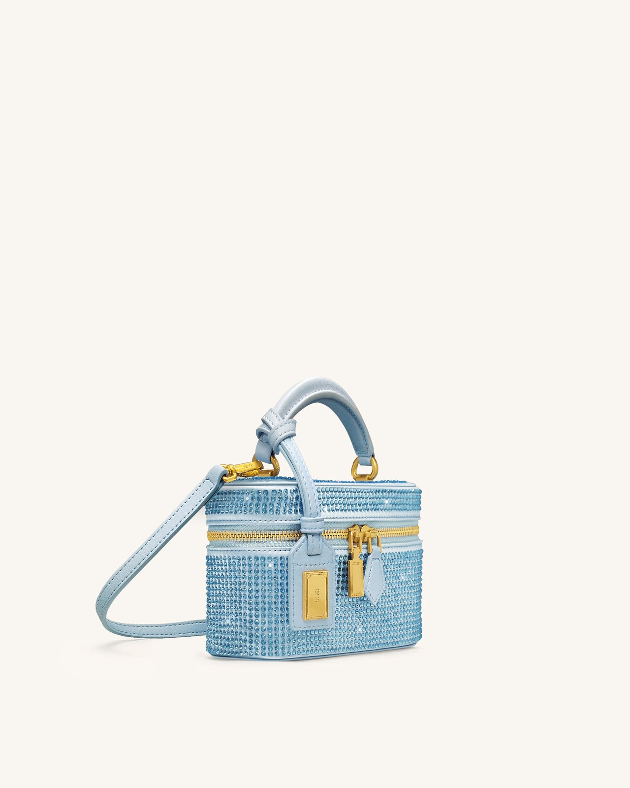Cleo Artificial Crystal Box Shape Top Handle Bag - Blue