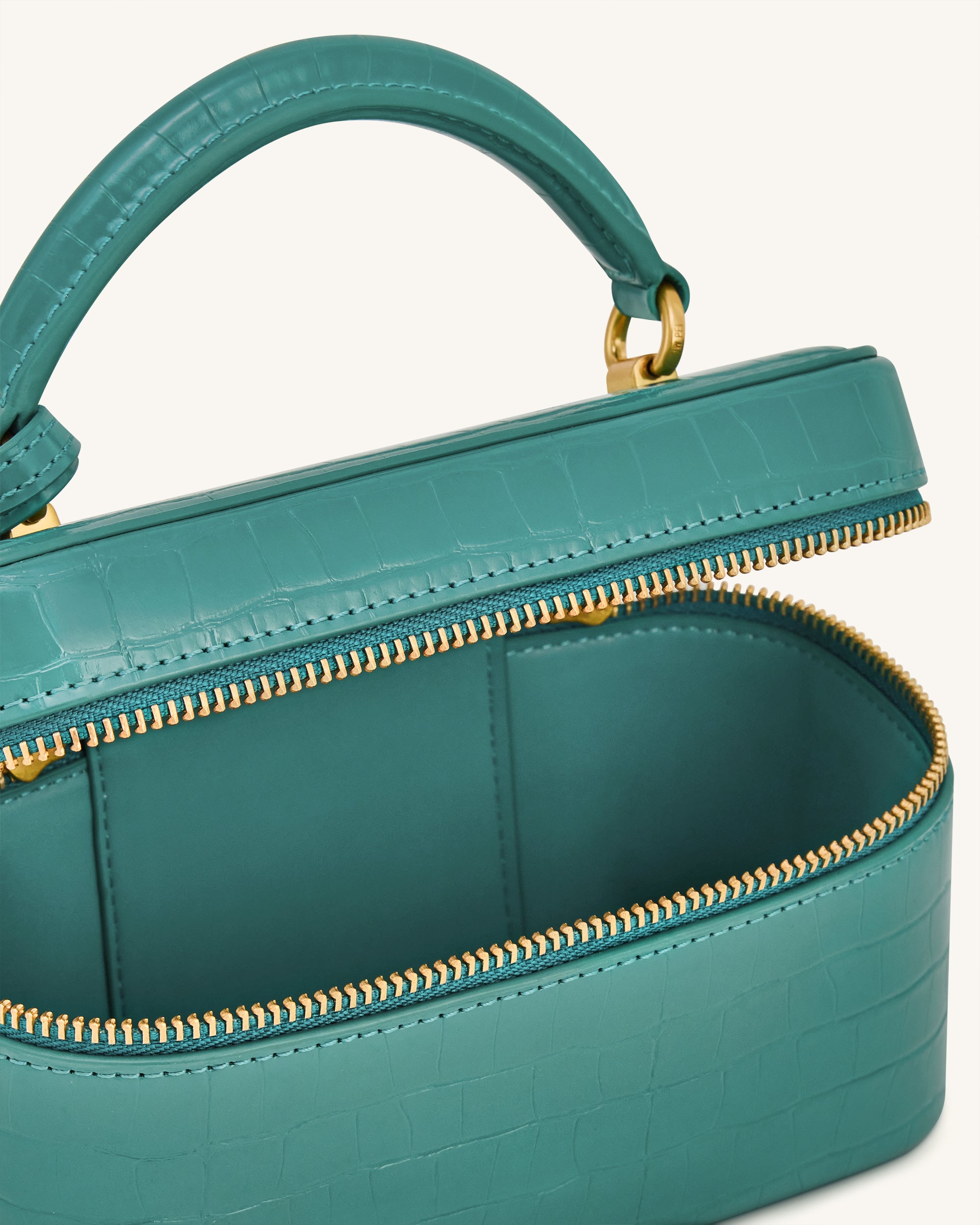 Cleo Box Shape Top Handle Bag - Green Croc - JW PEI UK