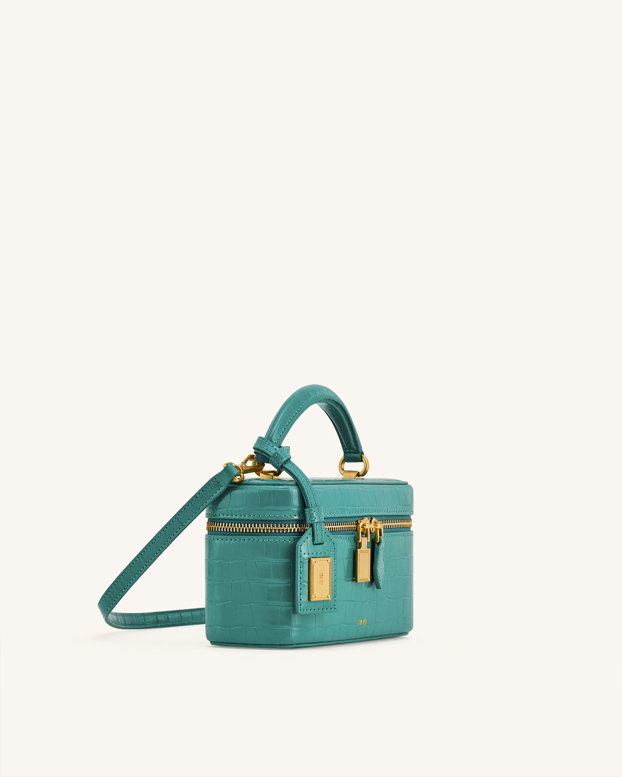 Cleo Box Shape Top Handle Bag - Green Croc - JW PEI UK
