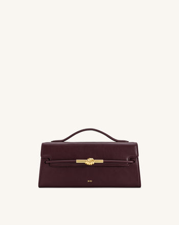 Lena Metal Rope Knot Top Handle Bag - Deep Claret