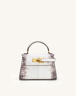 Elise Top Handle Bag - White Croc