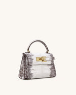 Elise Top Handle Bag - White Croc
