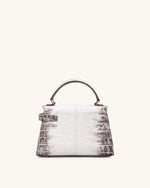 Elise Top Handle Bag - White Croc
