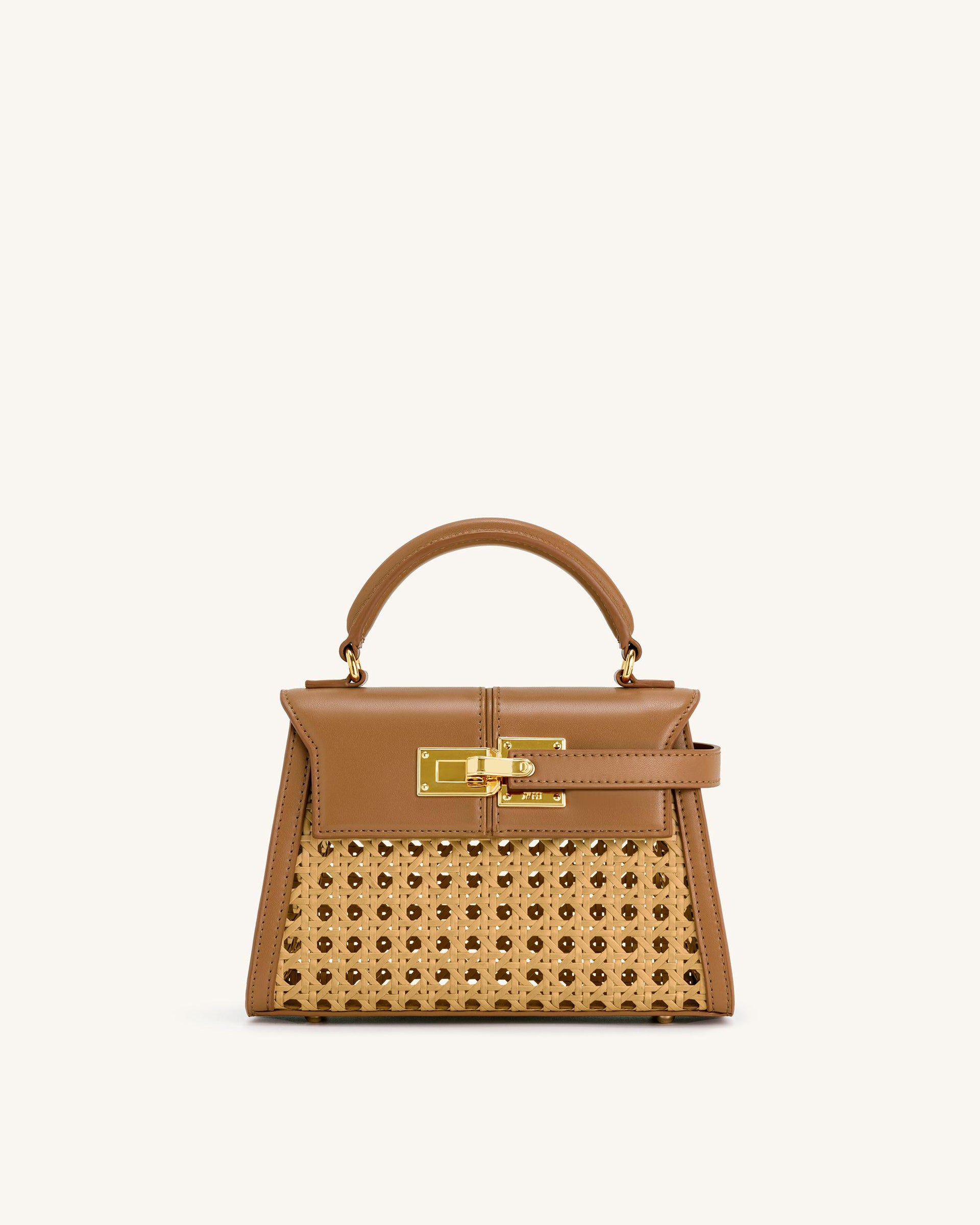 Elise Faux Bamboo Woven Top Handle Bag