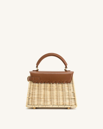 Elise Natural Rattan Weaving  Handbag - Brown Rattan