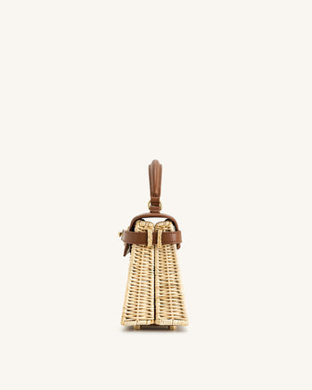 Elise Natural Rattan Weaving  Handbag - Brown Rattan