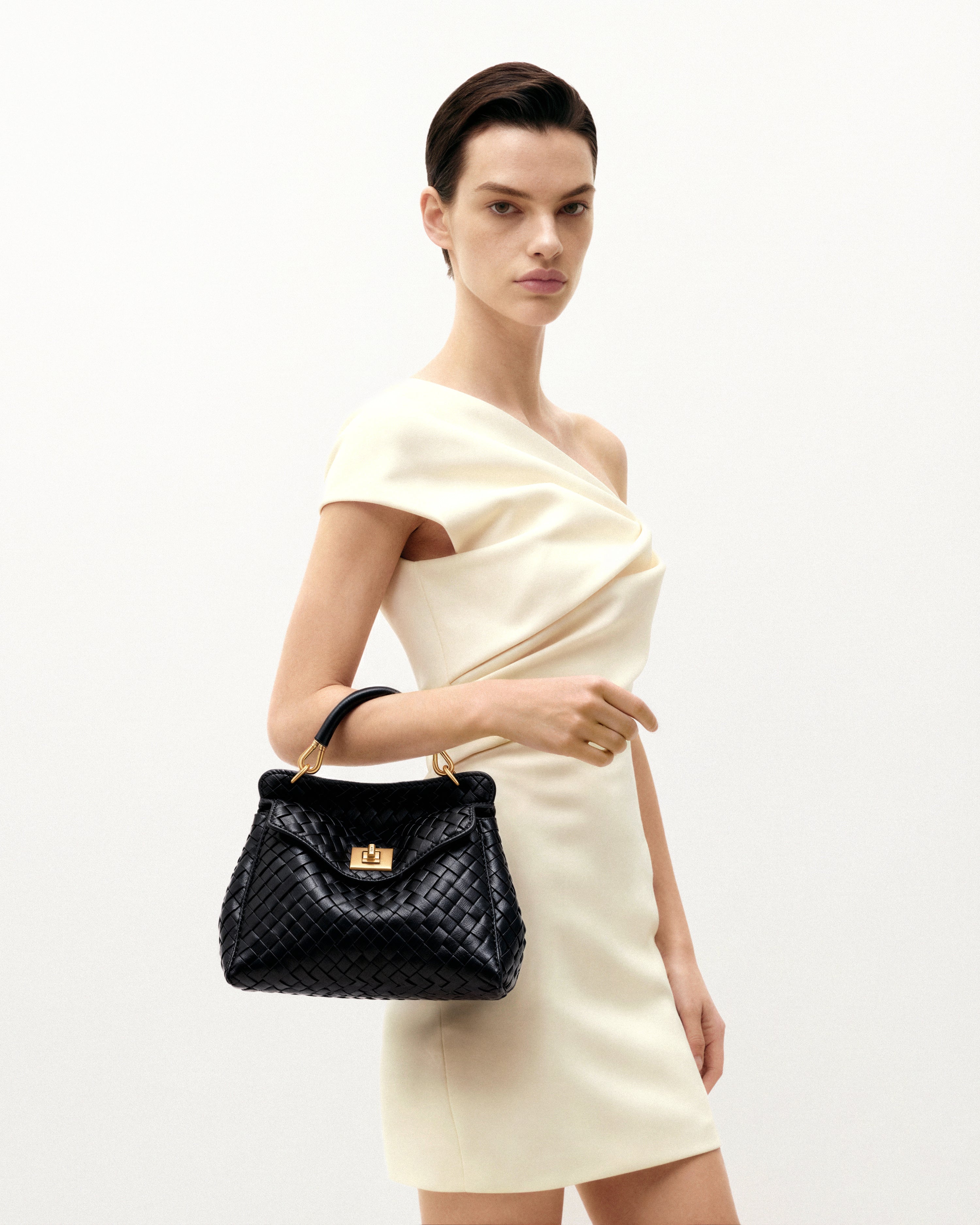 Lucia Classic Top Handle Woven Bag - Black - JW PEI UK