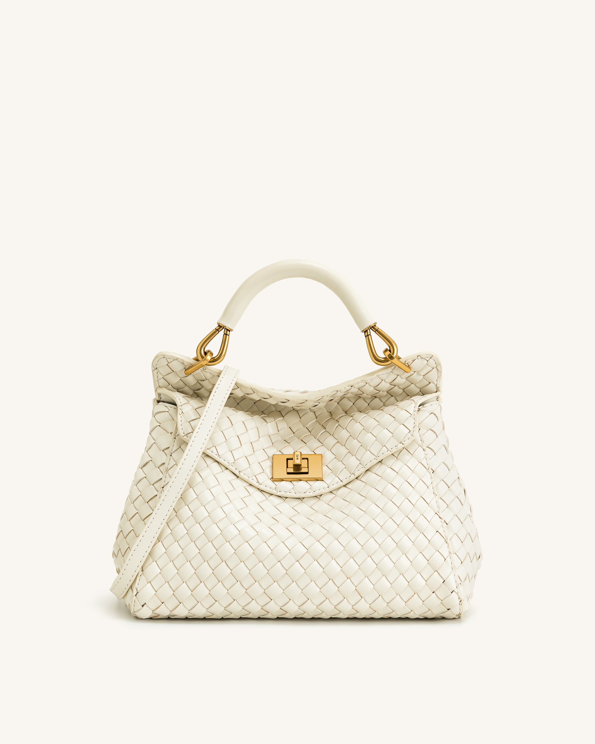 Lucia Classic Top Handle Woven Bag - White - JW PEI UK