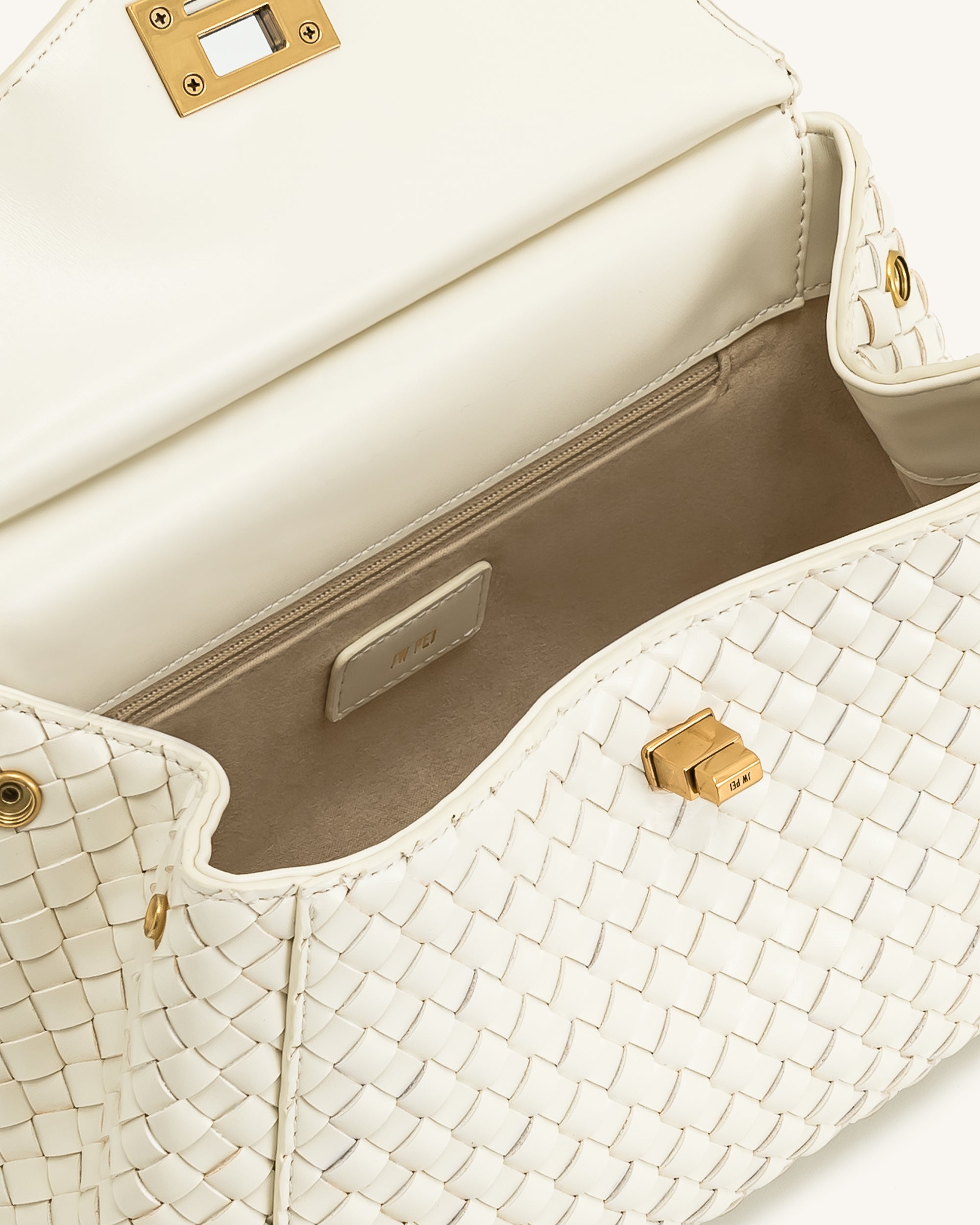 Lucia Classic Top Handle Woven Bag - White - JW PEI UK