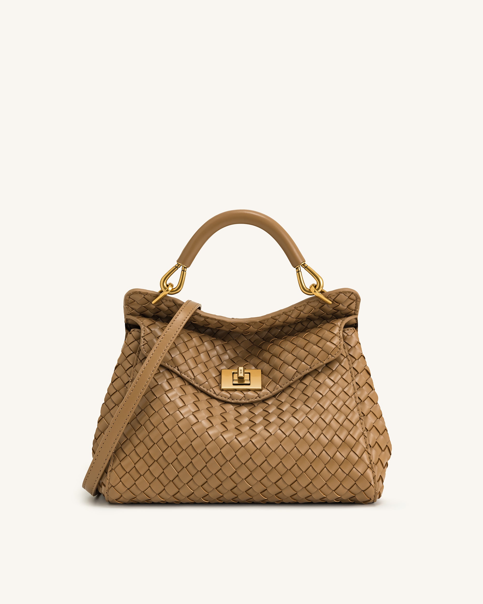 Lucia Classic Top Handle Woven Bag - Brown - JW PEI UK