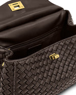 Lucia Classic Top Handle Woven Bag - Dark Brown
