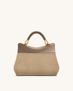 Lucia Classic Faux Suede Top Handle Bag - Taupe