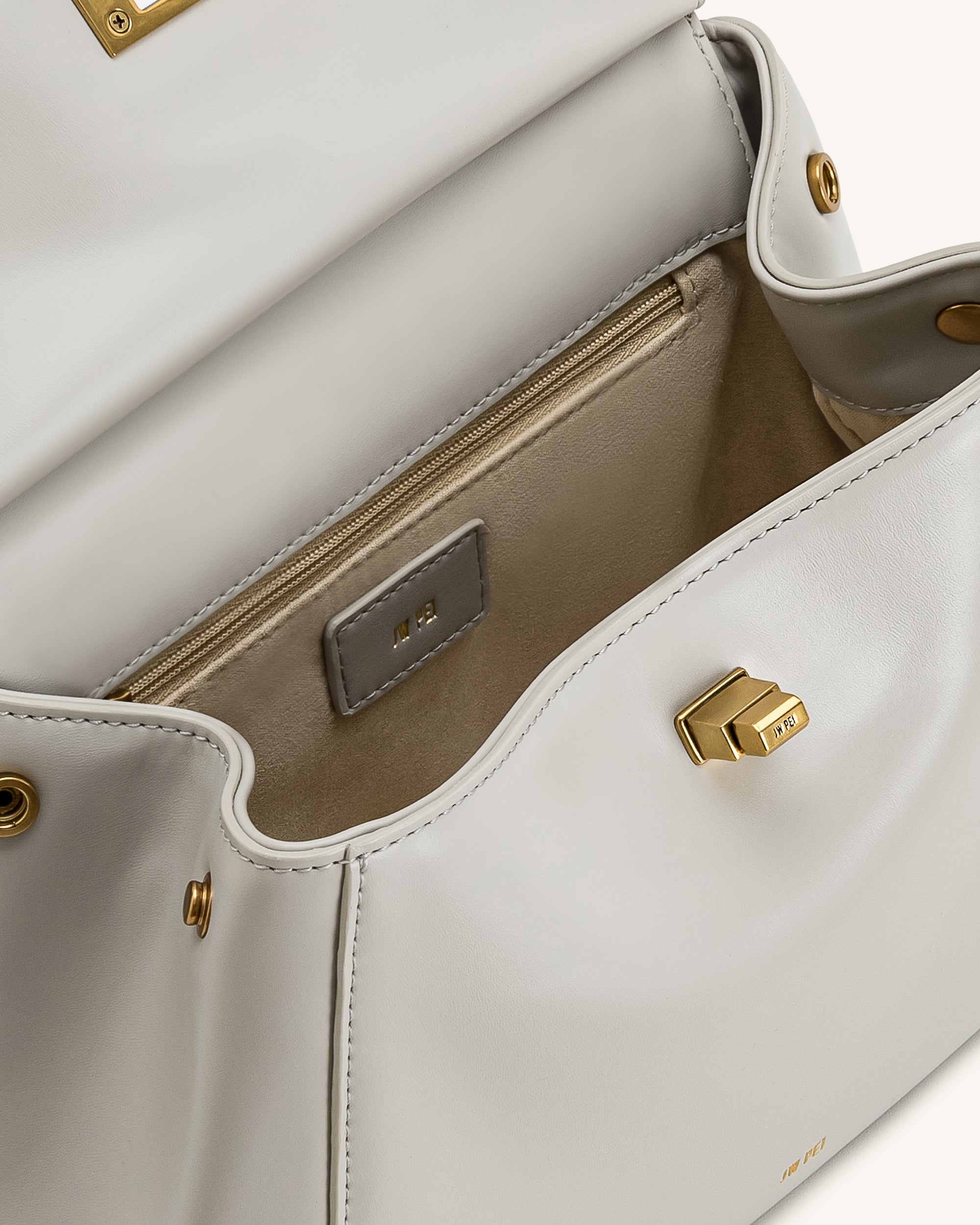 Lucia Classic Top Handle Bag - Light Gray - JW PEI UK