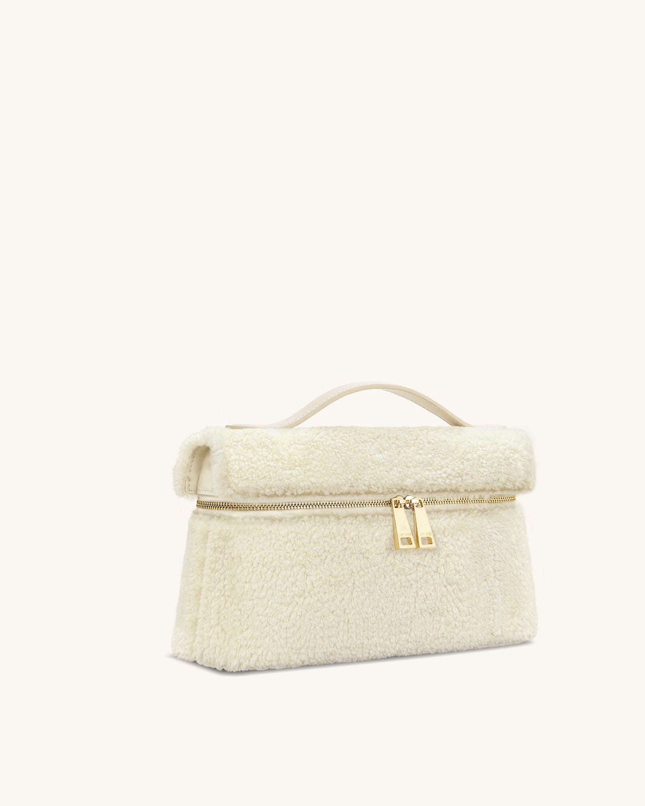 Thea Faux Fur Top Handle Bag - Cream