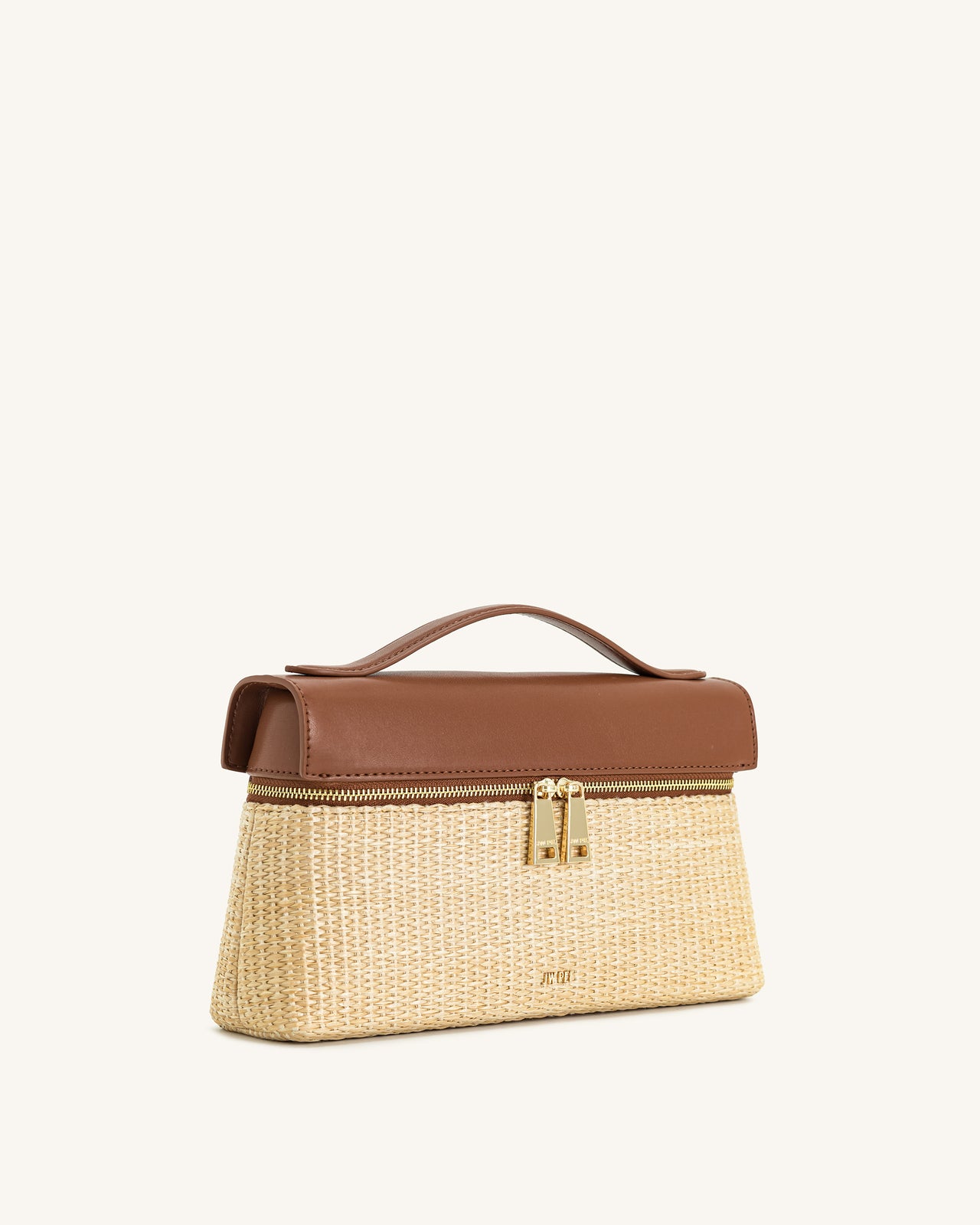 Thea Faux Straw Top Handle Bag - Brown Straw