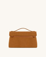 Thea Faux Suede Top Handle Bag - Camel